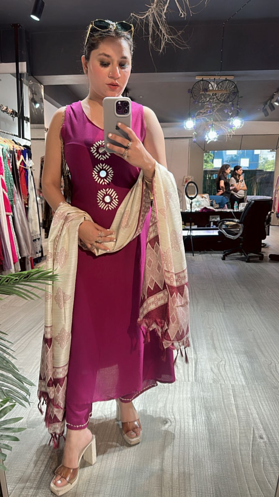 Zaral Magenta Pink Mirror suit