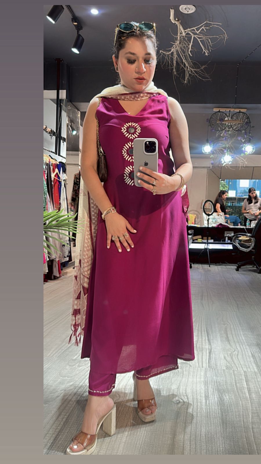Zaral Magenta Pink Mirror suit