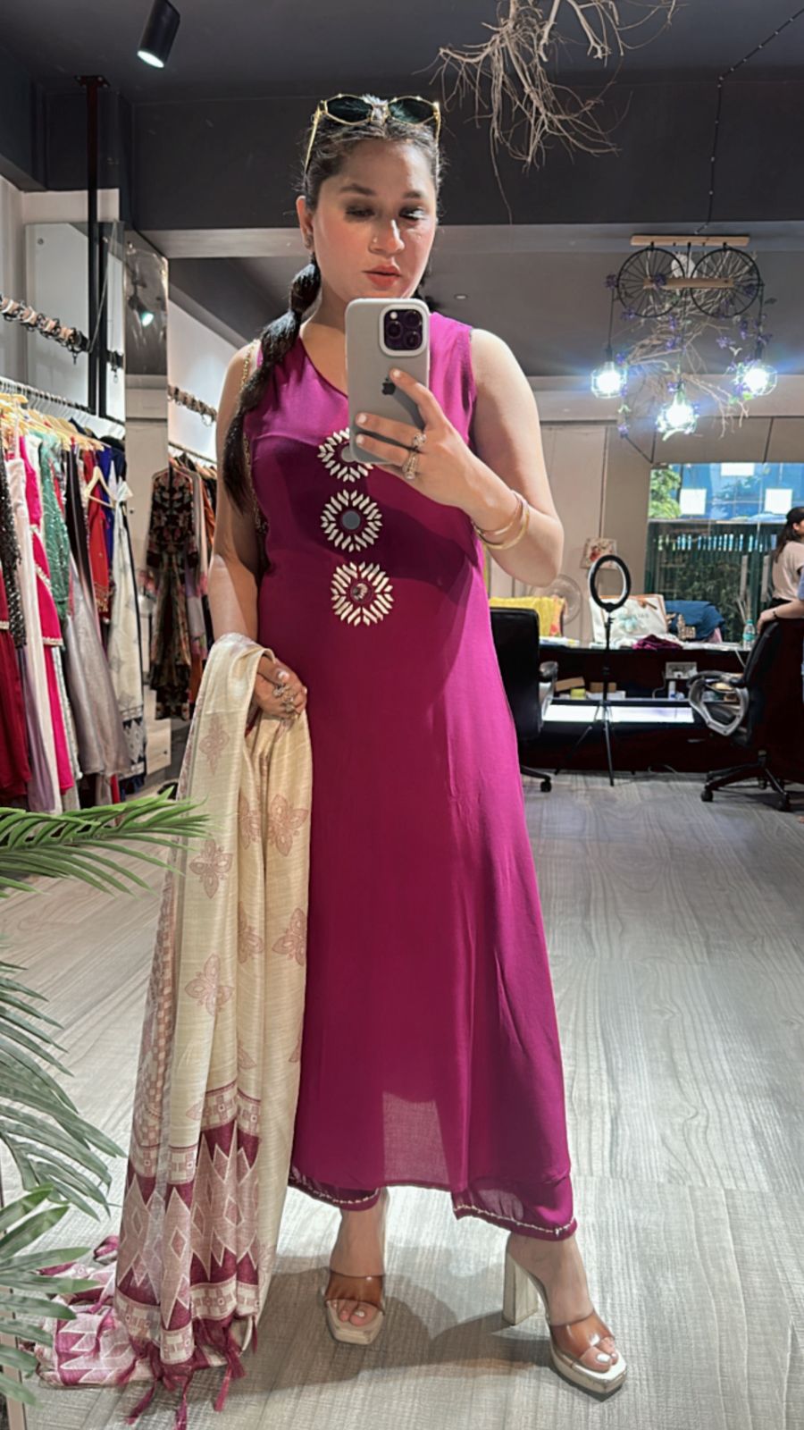 Zaral Magenta Pink Mirror suit