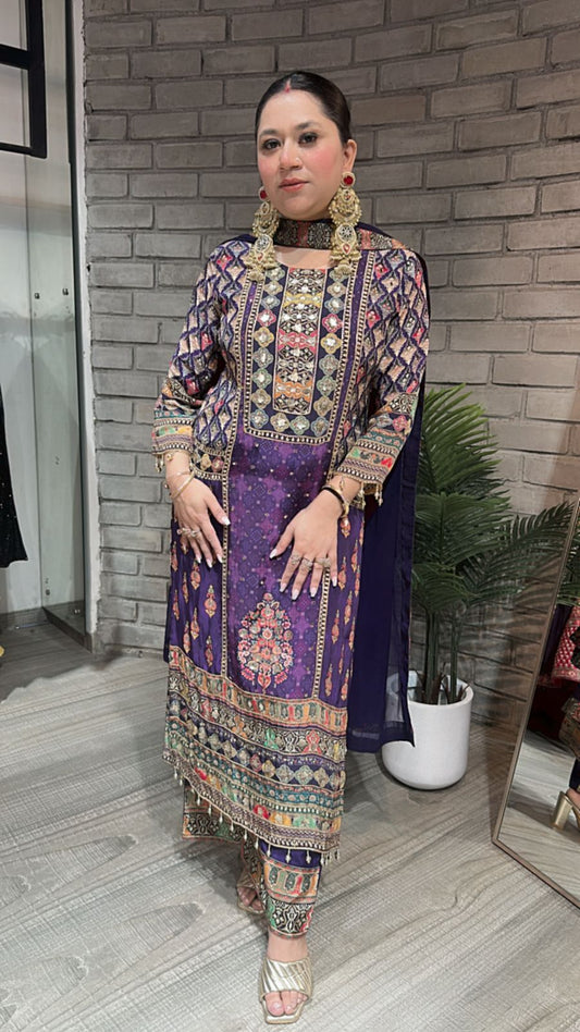 Jamun Digital print suit