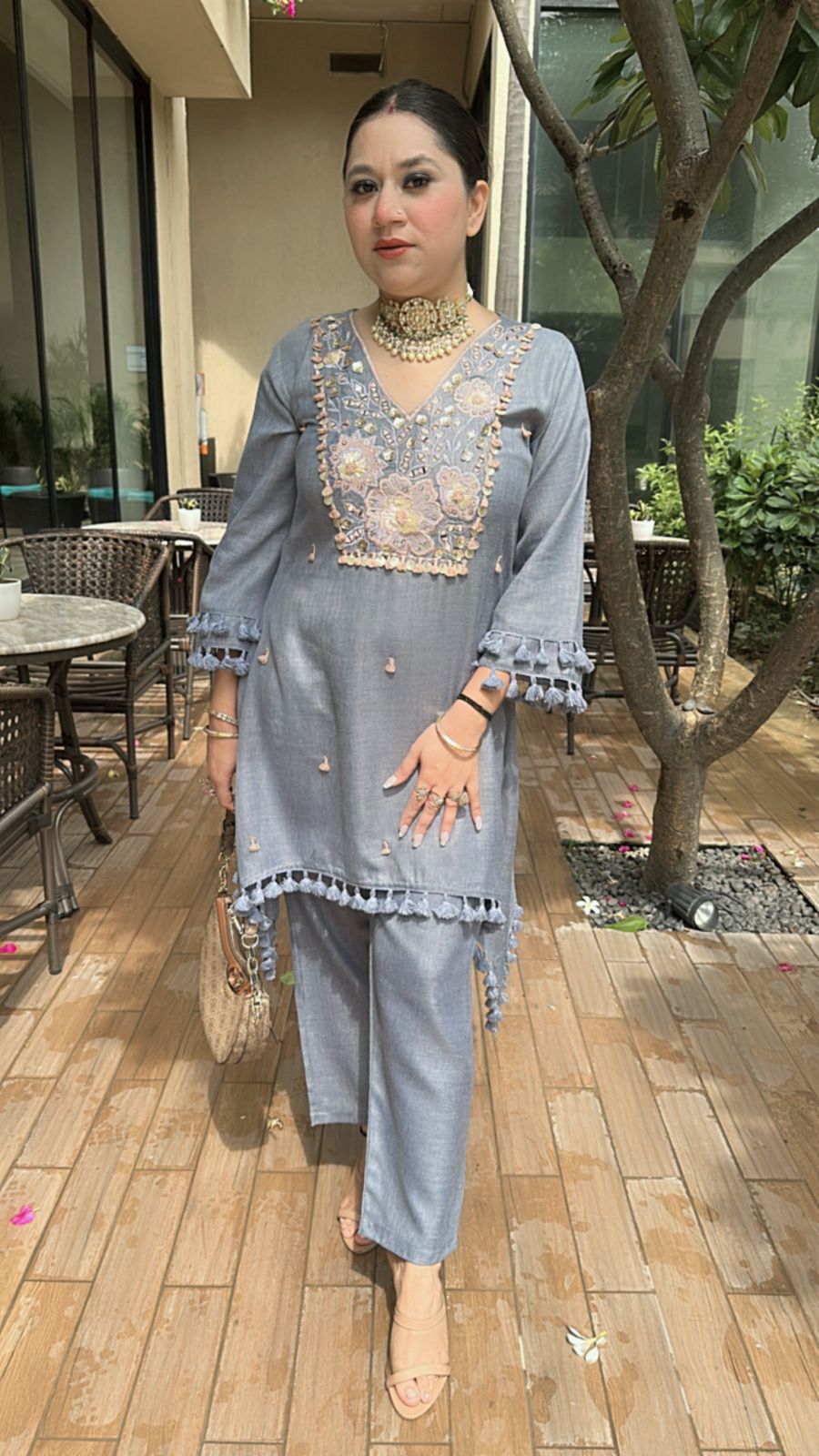 Taj powder Blue Tassel cordset