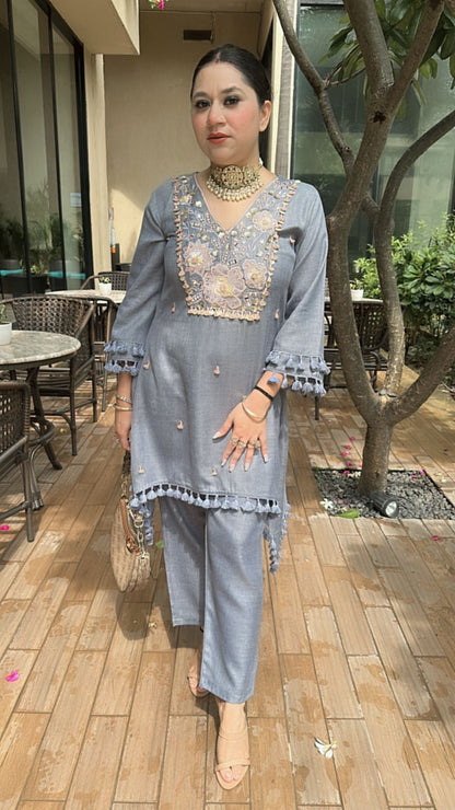 Taj powder Blue Tassel cordset