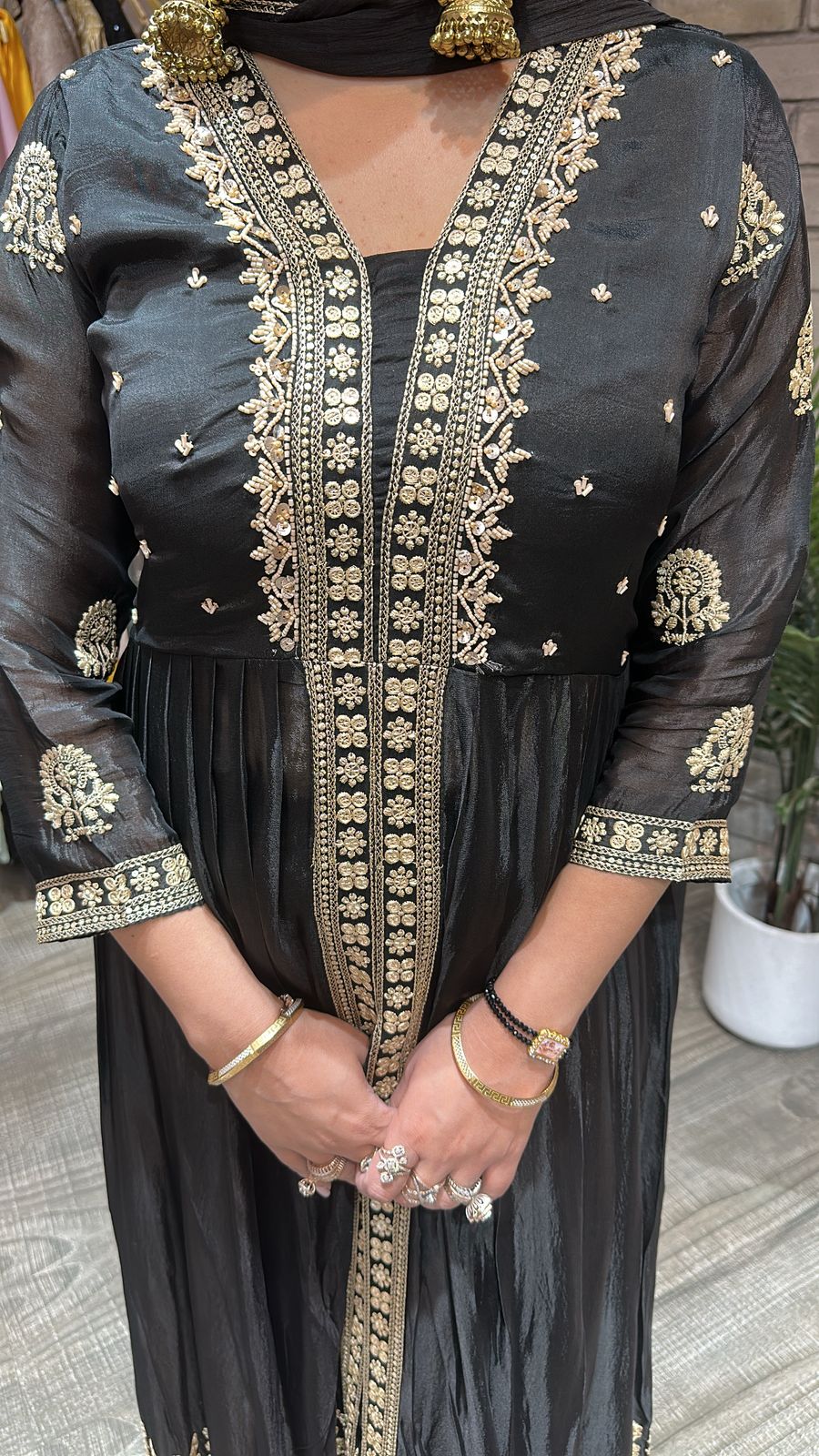 Fida Black front cut Anarkali Suit