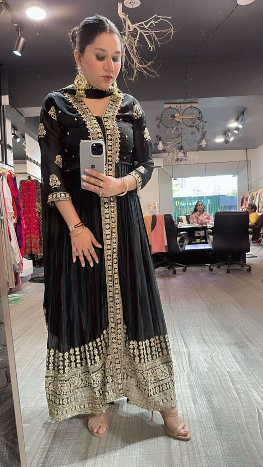Fida Black front cut Anarkali Suit