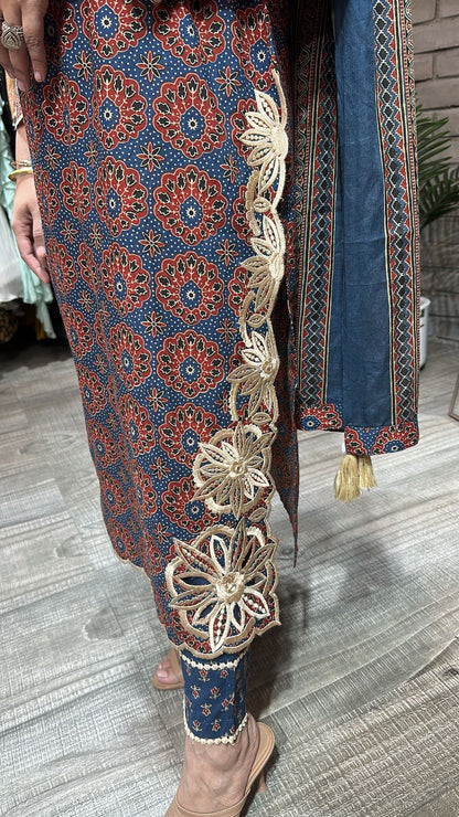 Kedarnath Blue Red printed suit