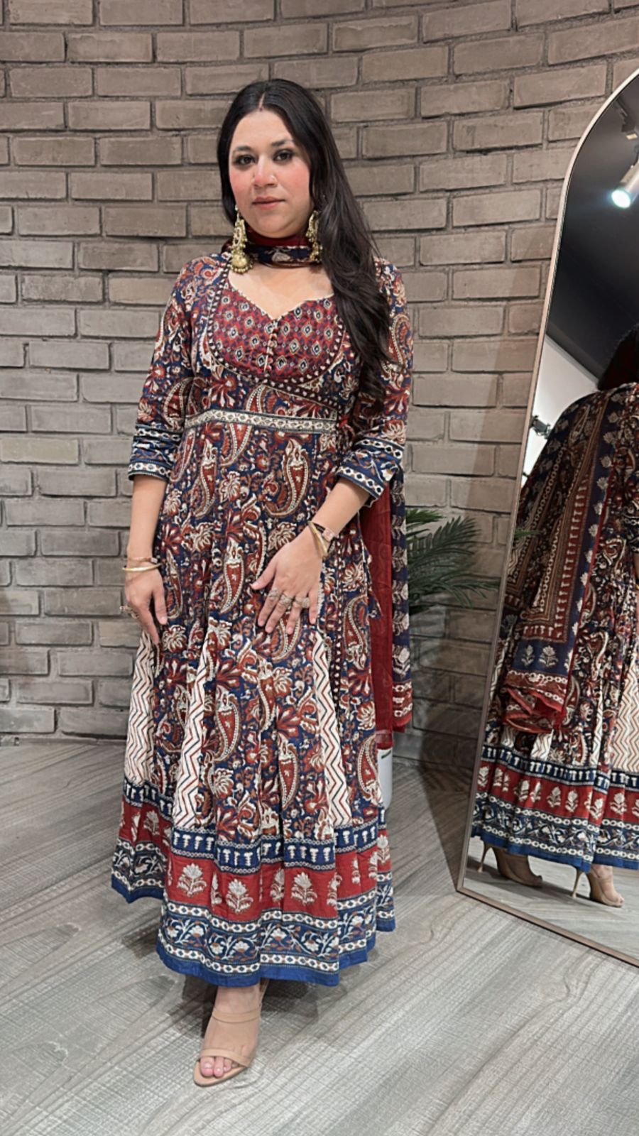 Udaipur Mahroon Digital Anarkali