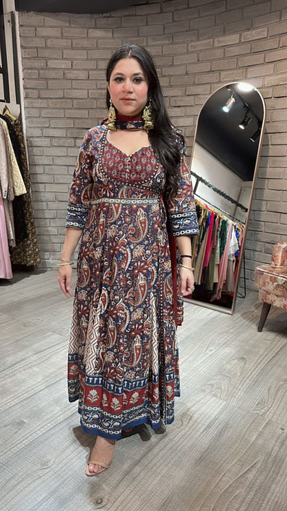 Udaipur Mahroon Digital Anarkali