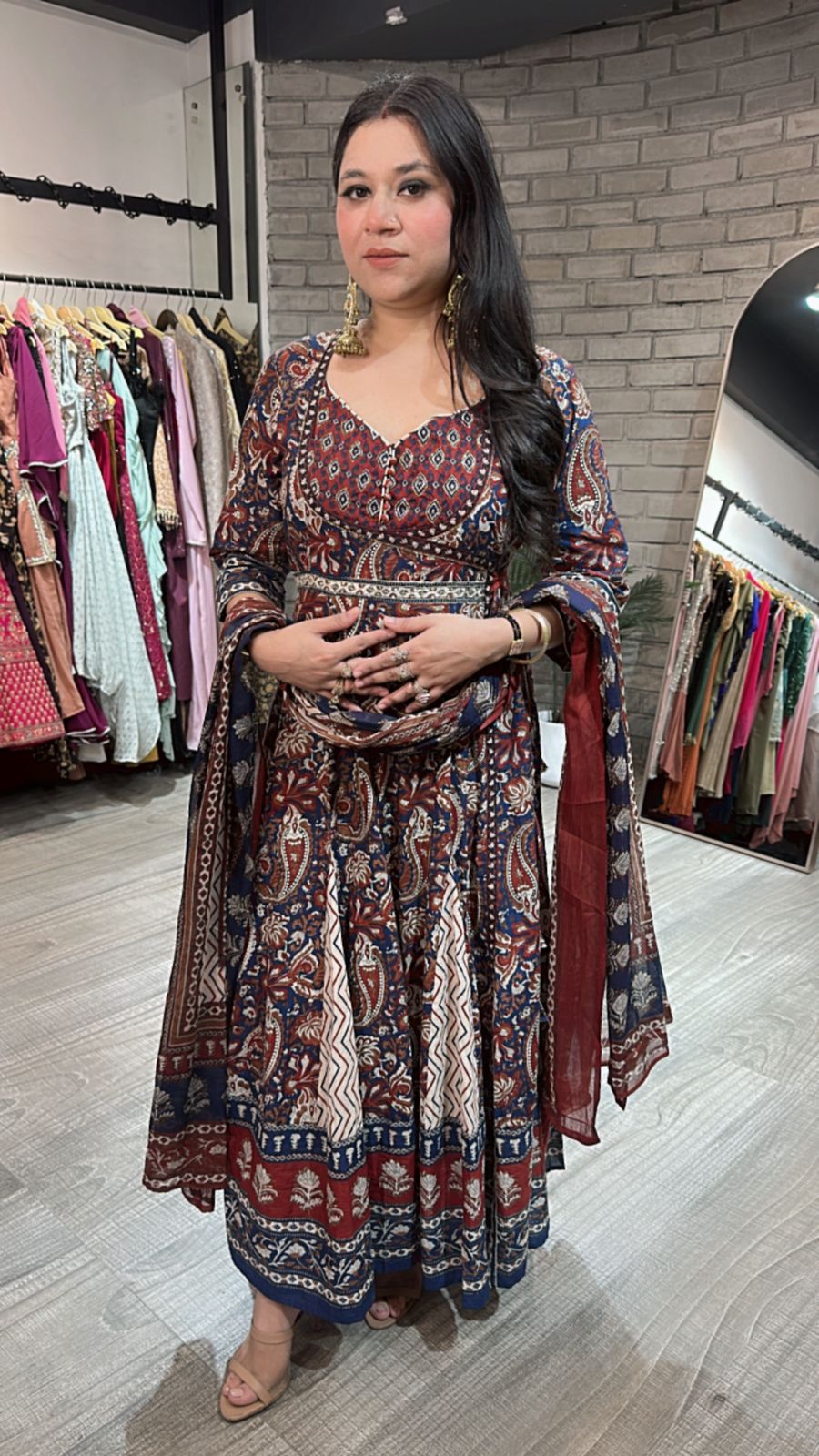 Udaipur Mahroon Digital Anarkali