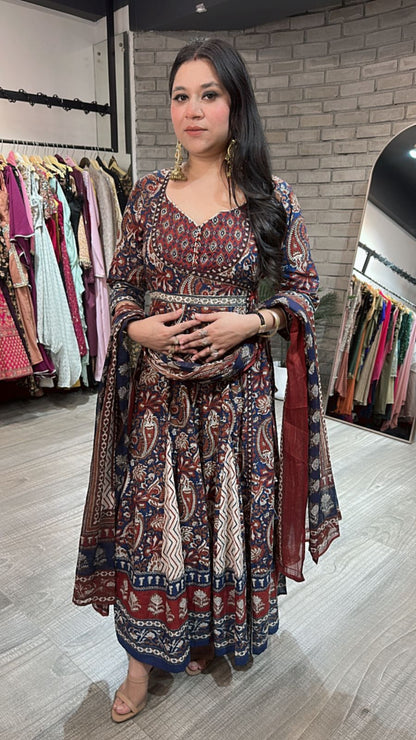 Udaipur Mahroon Digital Anarkali