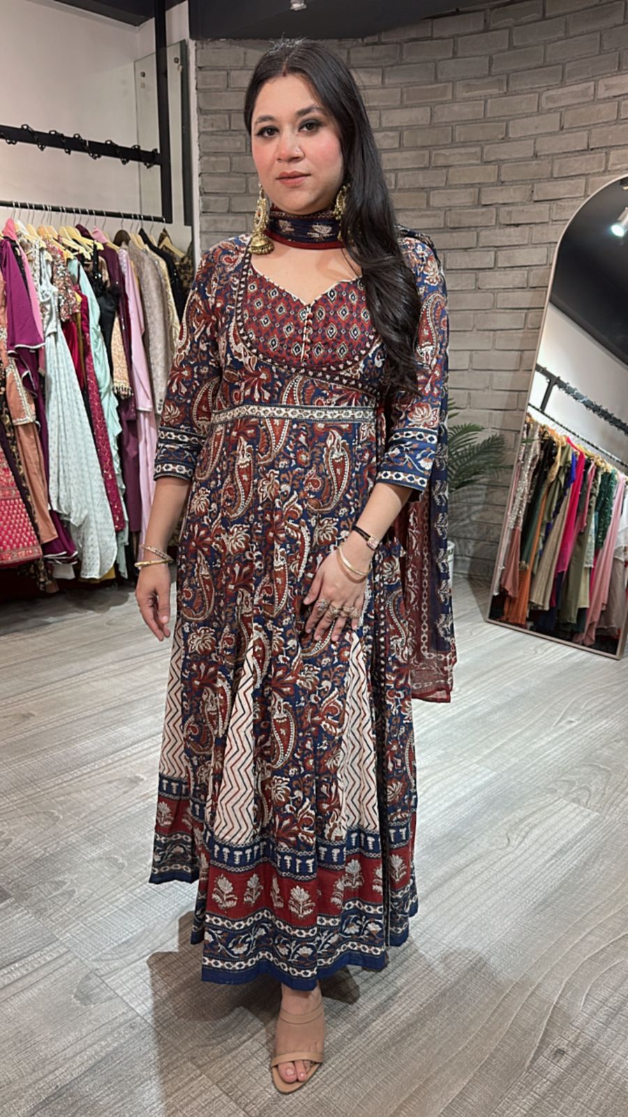 Udaipur Mahroon Digital Anarkali