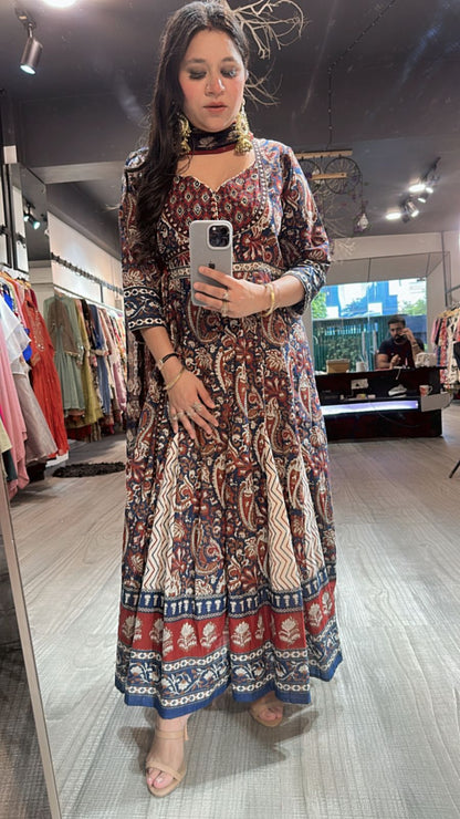 Udaipur Mahroon Digital Anarkali