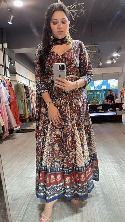 Udaipur Mahroon Digital Anarkali
