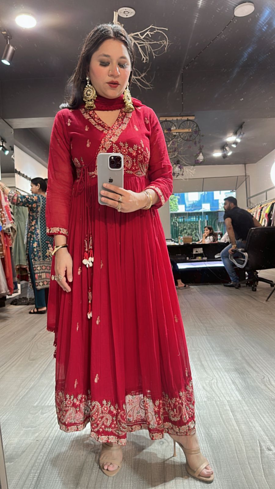 Scarlet Mul Mul Anarkali suit