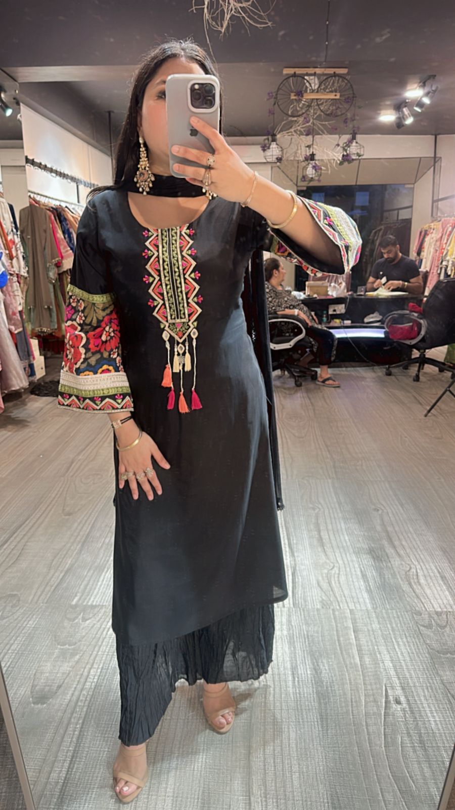 Sikkim Black Multi Embroidered suit