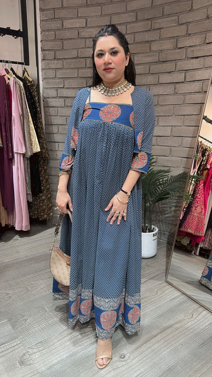 Oorja Blue Jacket Style Dress