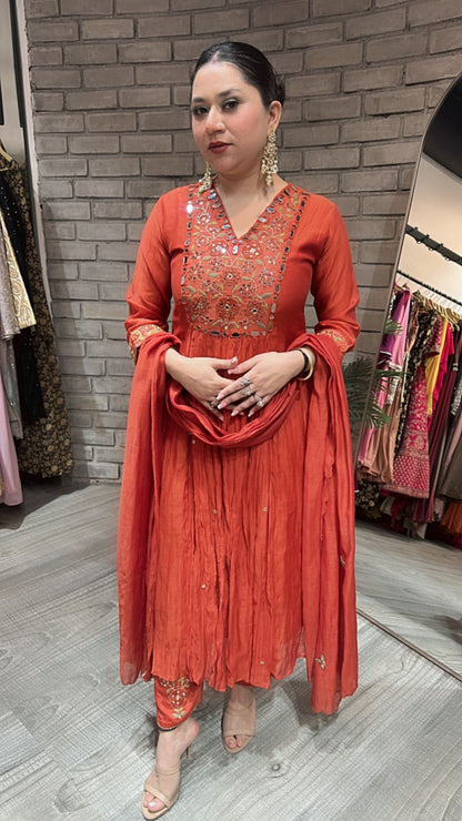 Kaju Rust Hand work suit