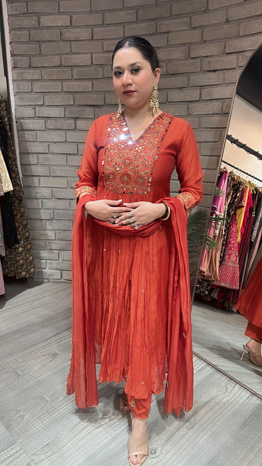 Kaju Rust Hand work suit