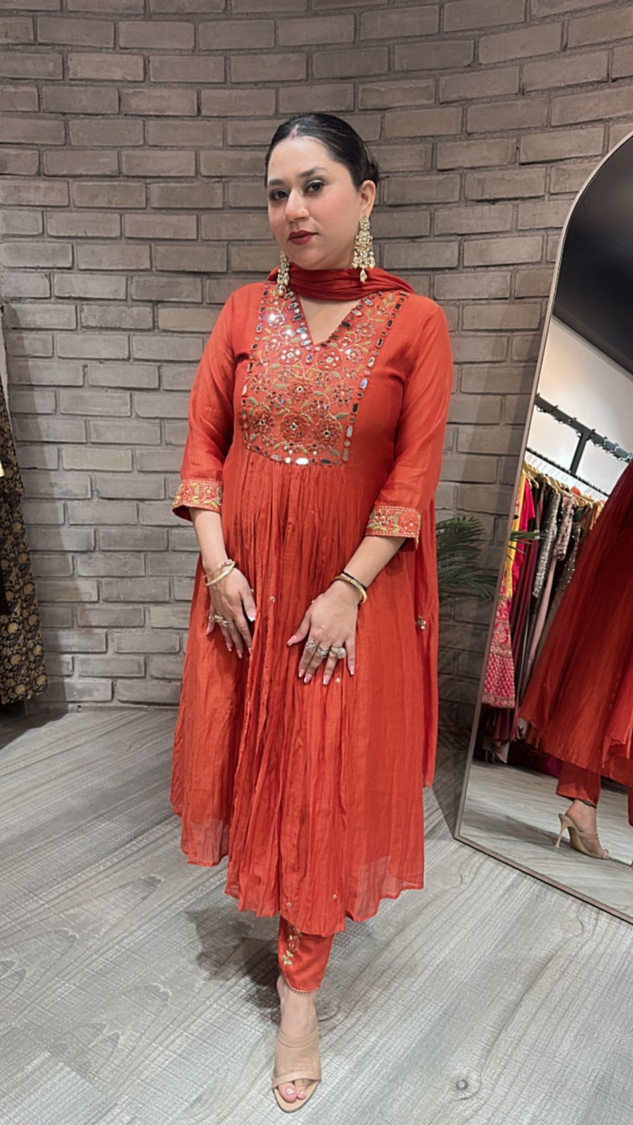 Kaju Rust Hand work suit