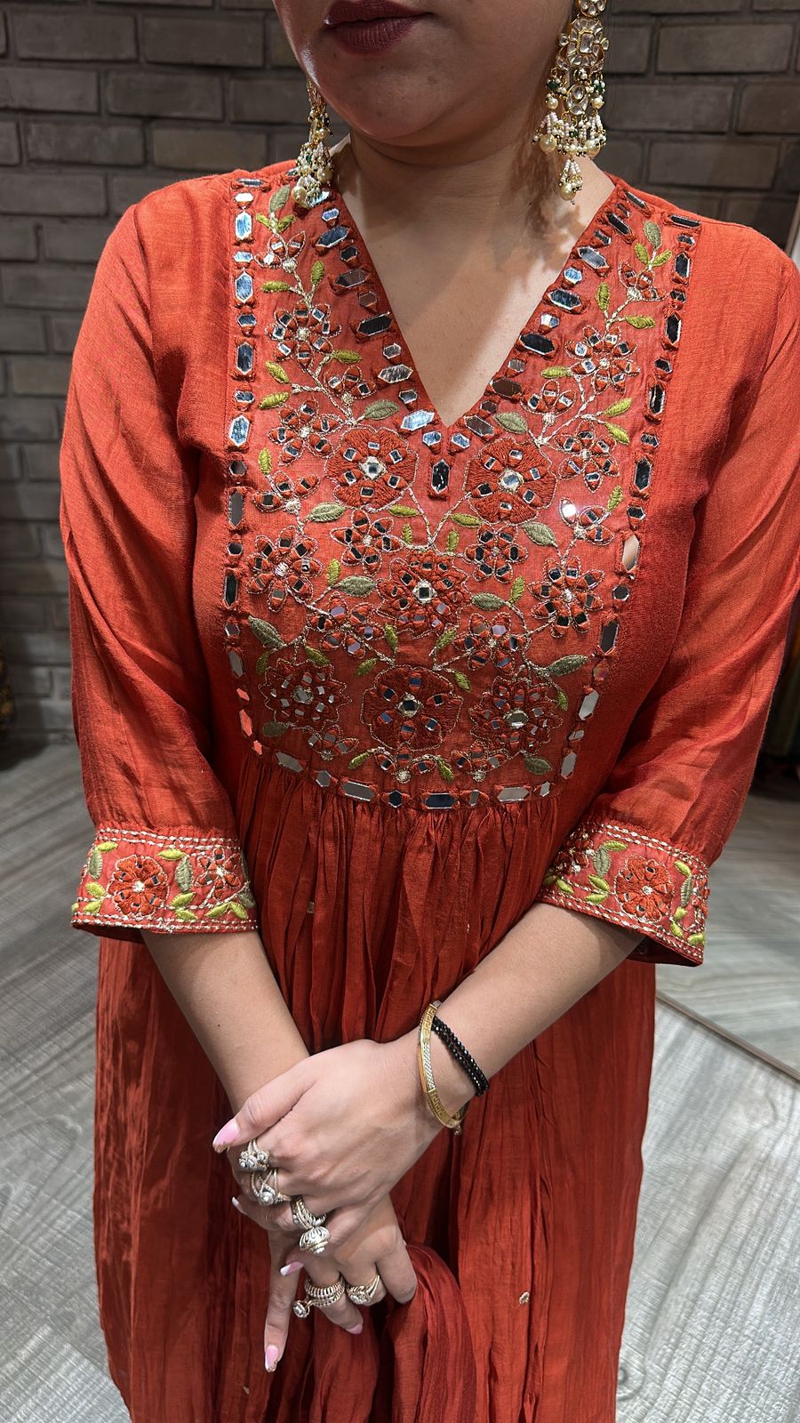 Kaju Rust Hand work suit