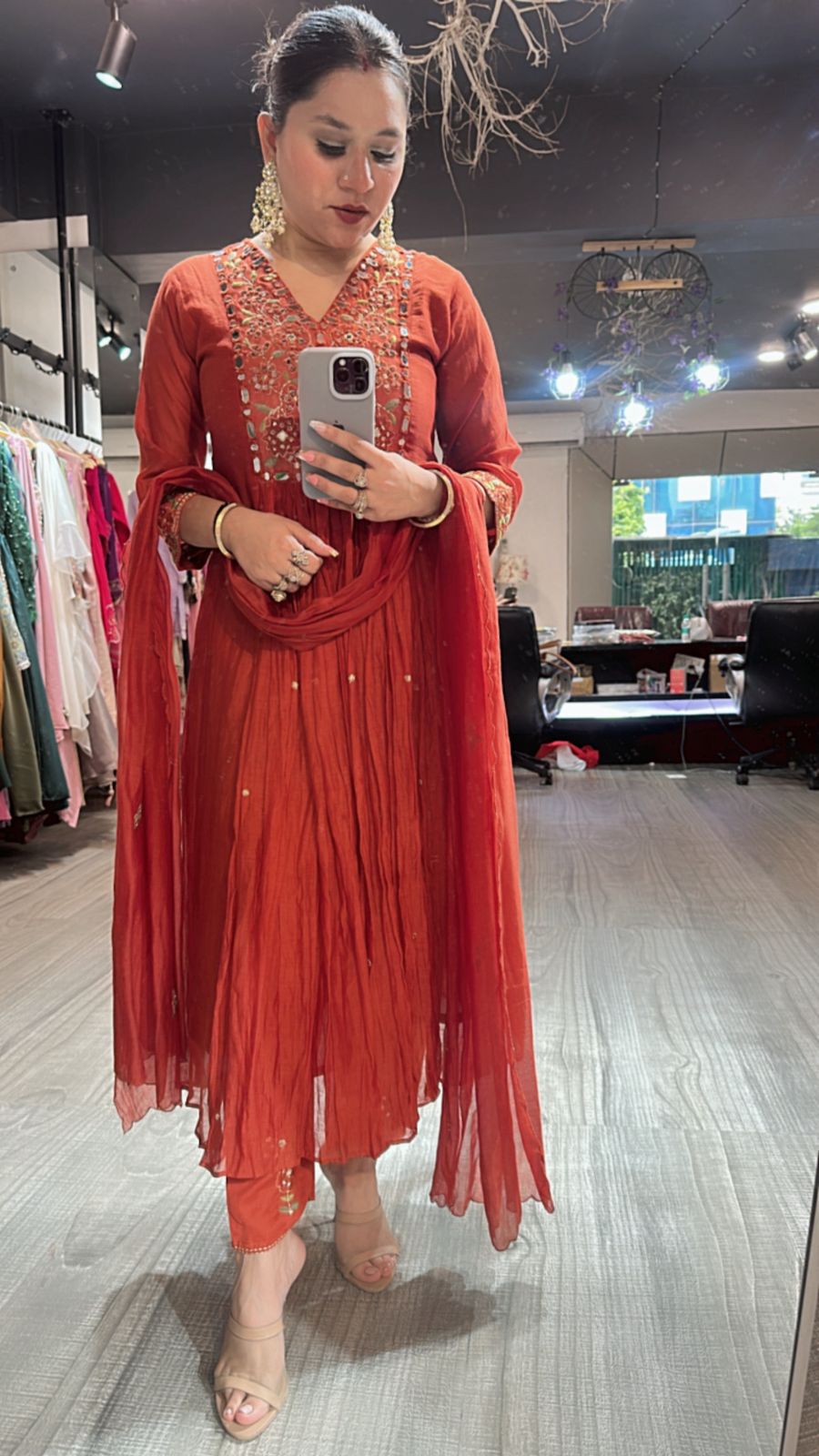Kaju Rust Hand work suit