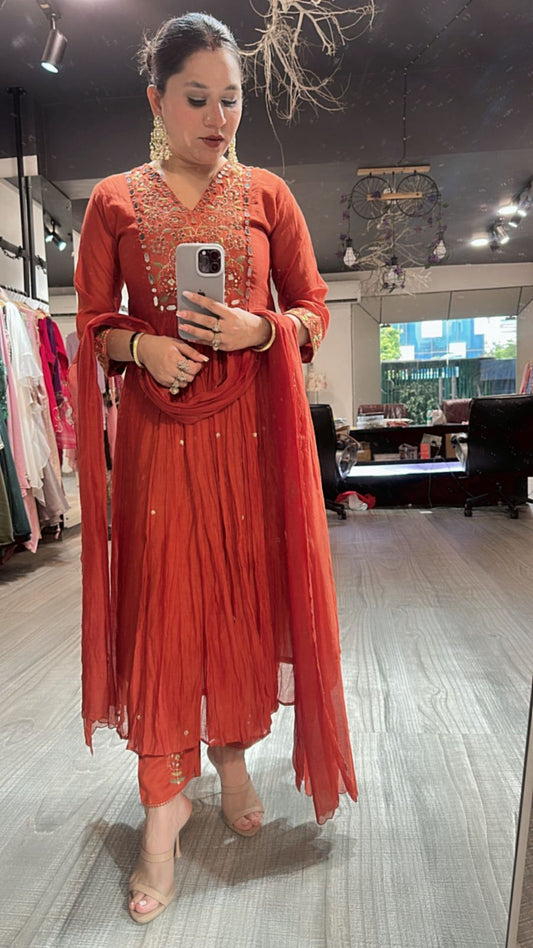 Kaju Rust Hand work suit