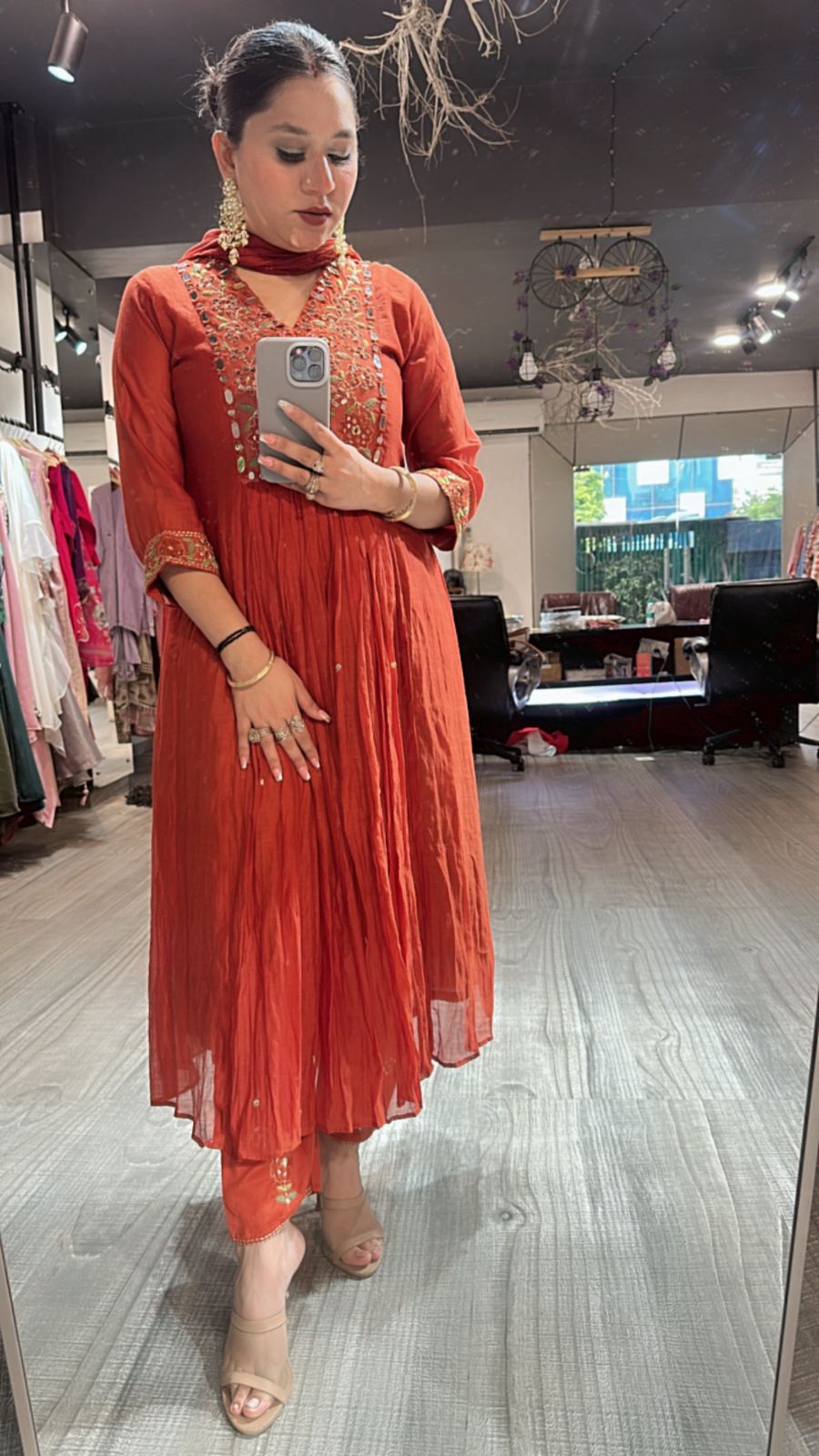 Kaju Rust Hand work suit