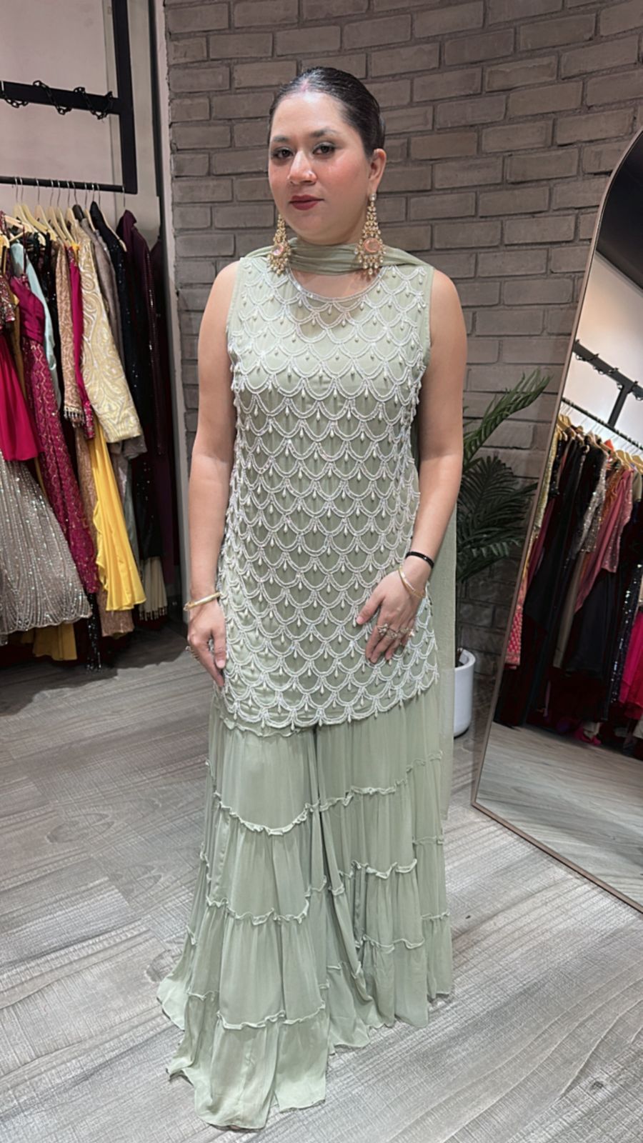 Kaju Katli pista pearl work suit