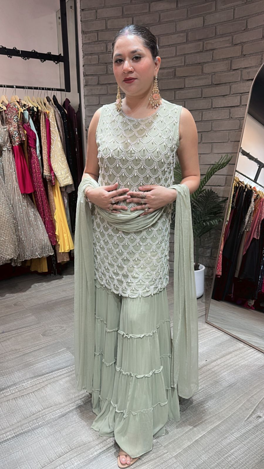 Kaju Katli pista pearl work suit