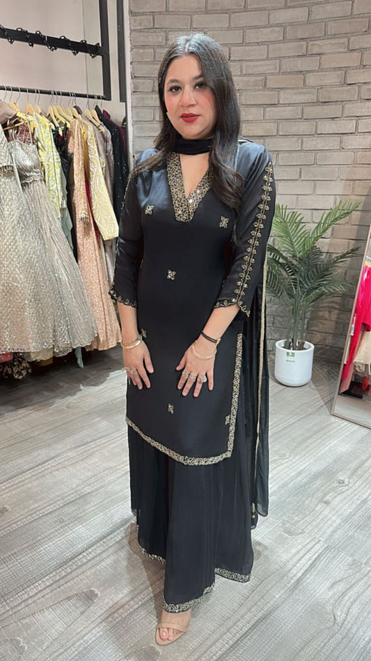 Gulab Jamun Black Katdana suit