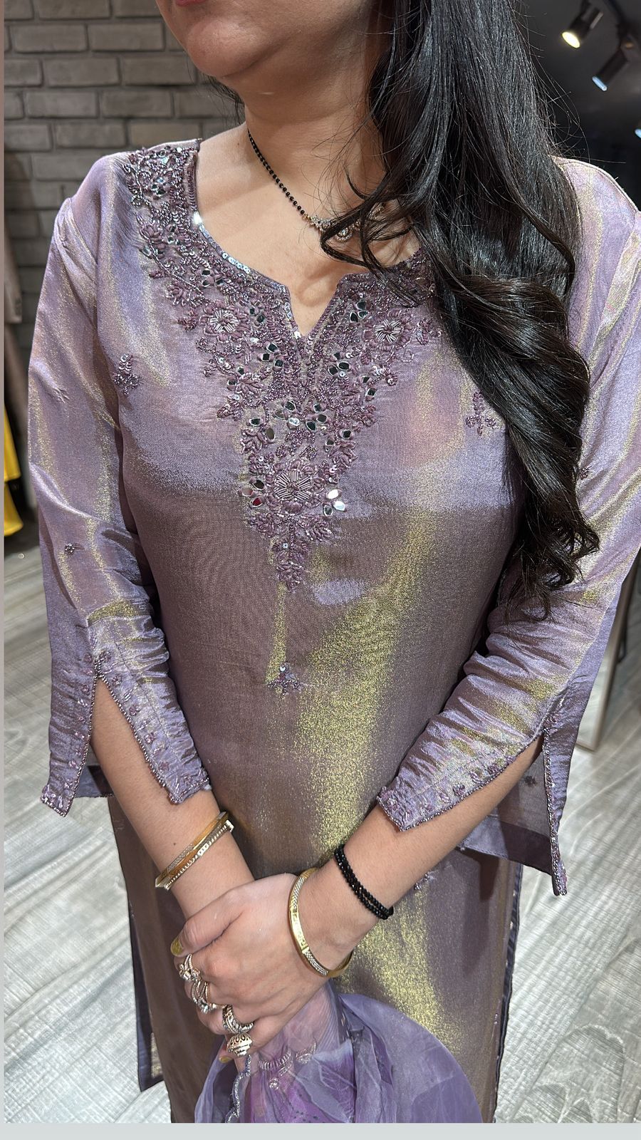 Gulzar Lavander Shimmer Suit