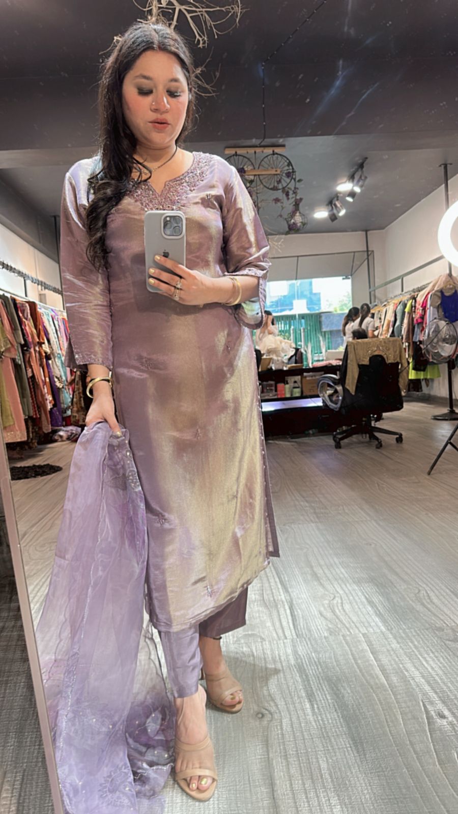 Gulzar Lavander Shimmer Suit