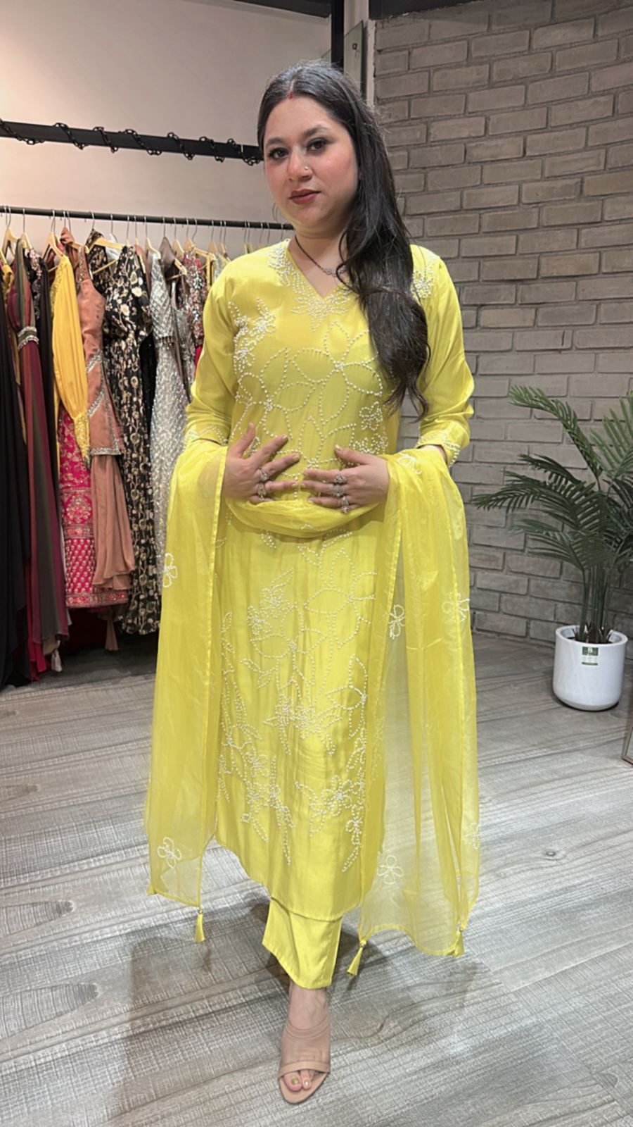 Bershka Lime Thread work Suit