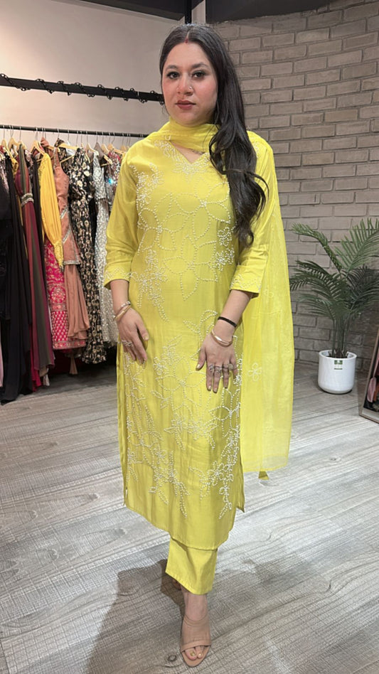 Bershka Lime Thread work Suit