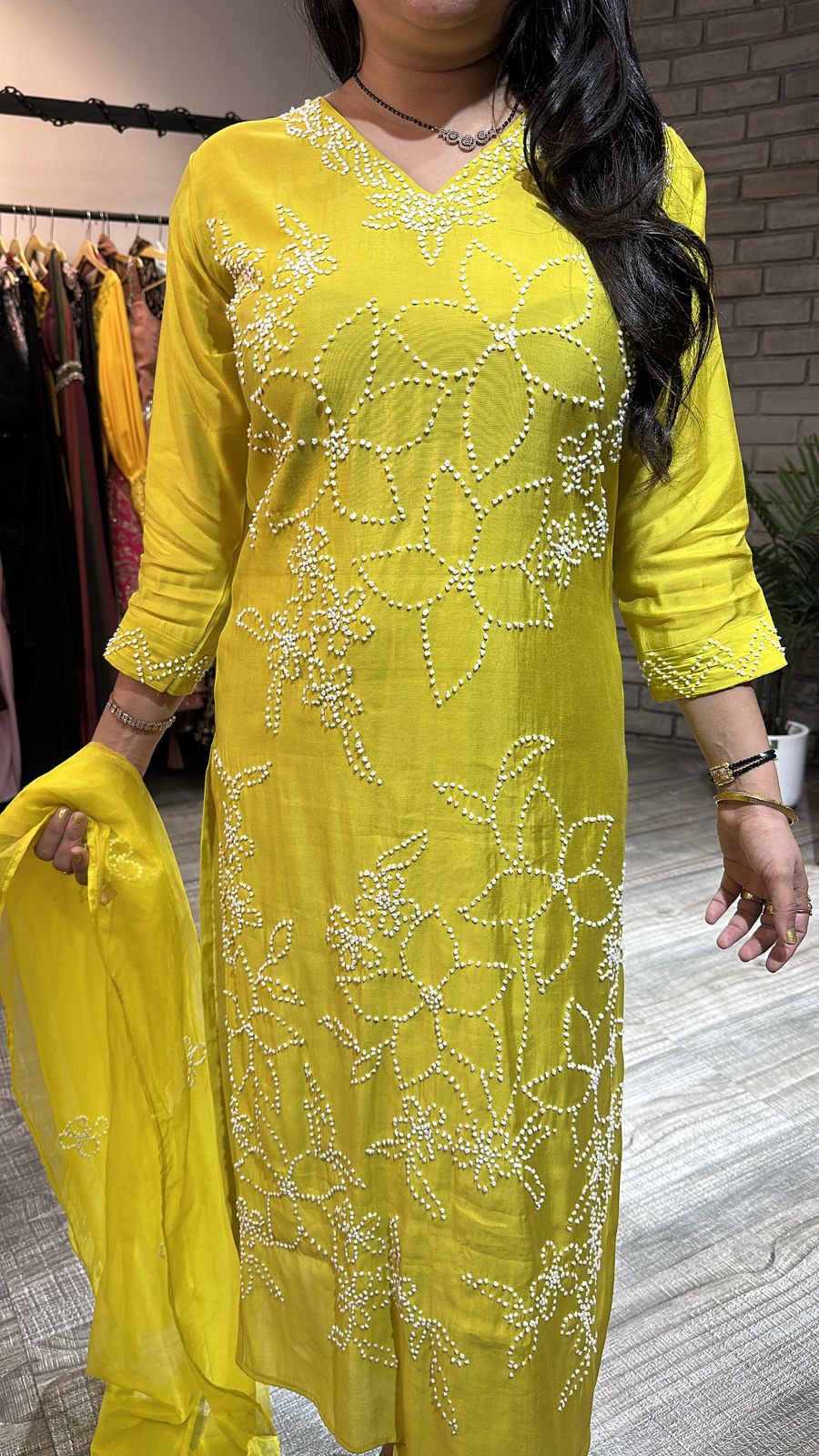 Bershka Lime Thread work Suit