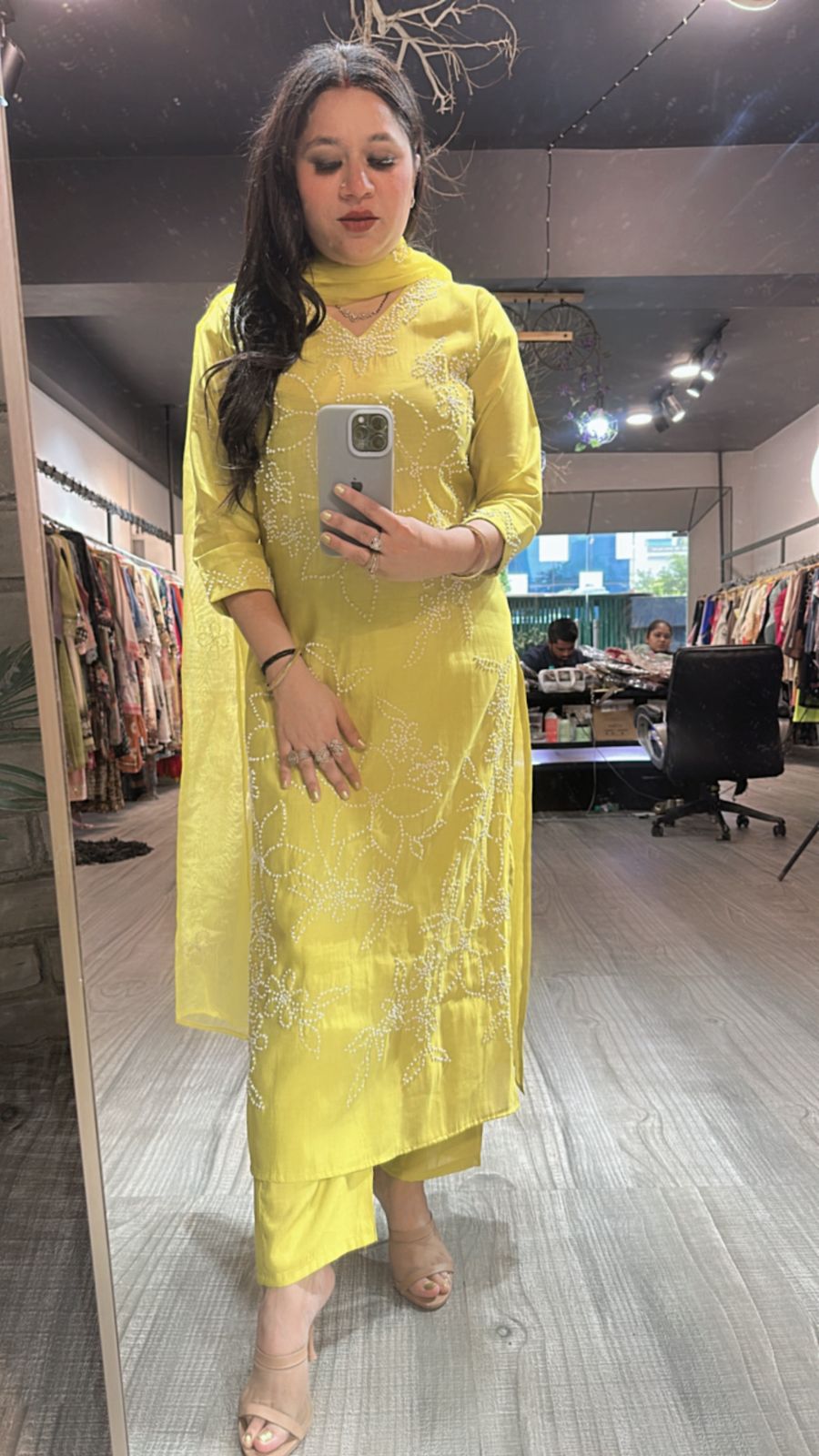 Bershka Lime Thread work Suit