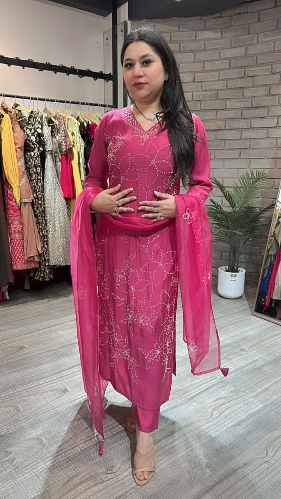 Bershka Raddish Thread Work Suit