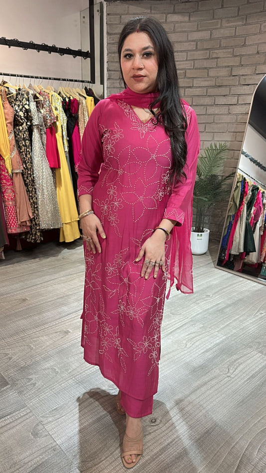 Bershka Raddish Thread Work Suit