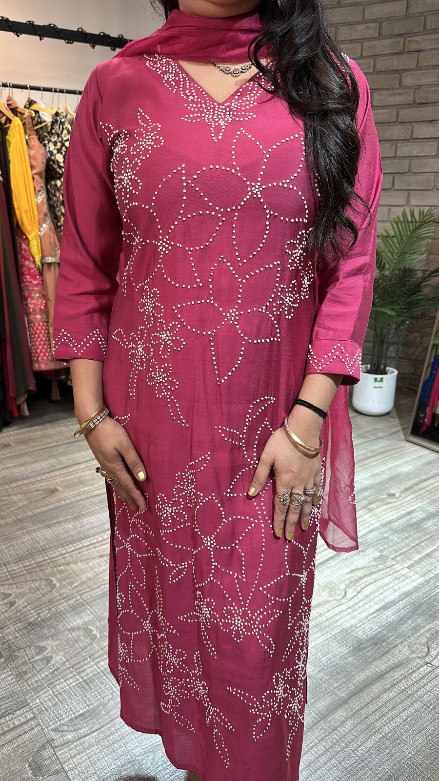 Bershka Raddish Thread Work Suit