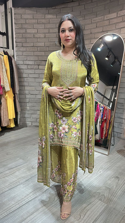 Hariyali Teej C-cut Digital Print Suit