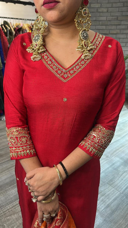 Shingar Foshia Red Dupatta Suit