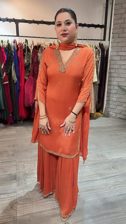 Gulab Jamun Rust Katdana suit