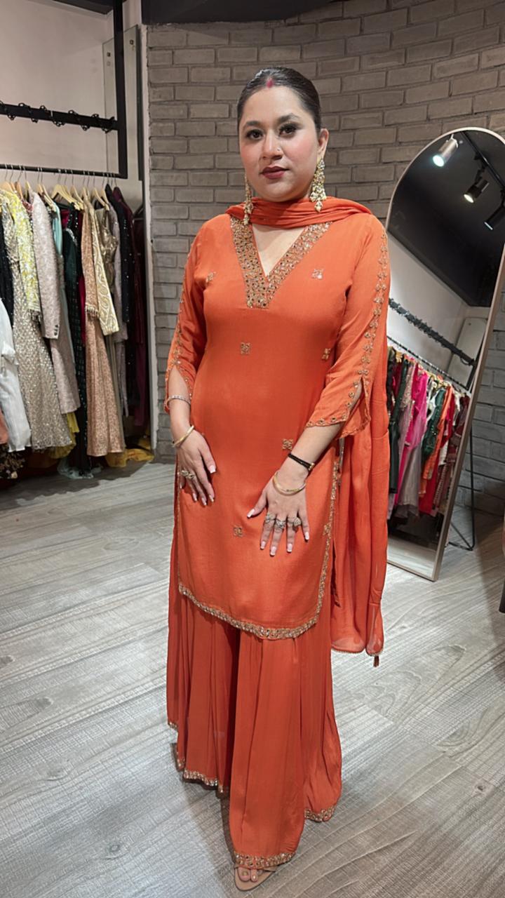 Gulab Jamun Rust Katdana suit