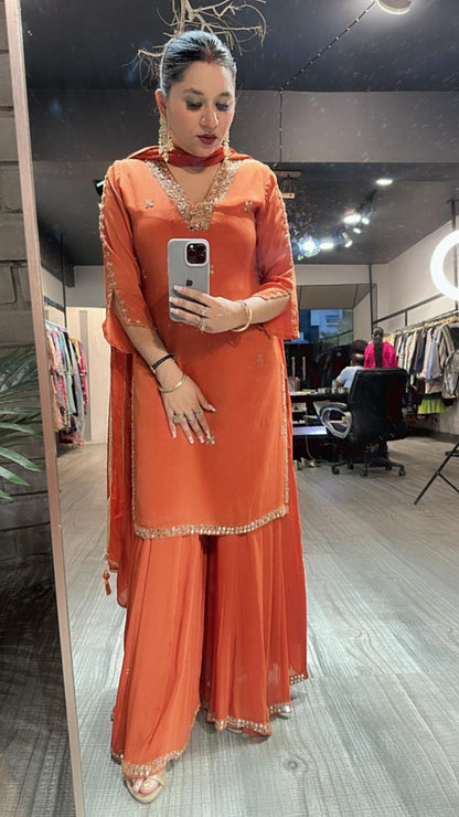Gulab Jamun Rust Katdana suit
