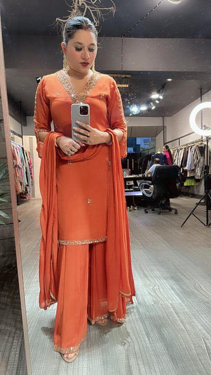 Gulab Jamun Rust Katdana suit
