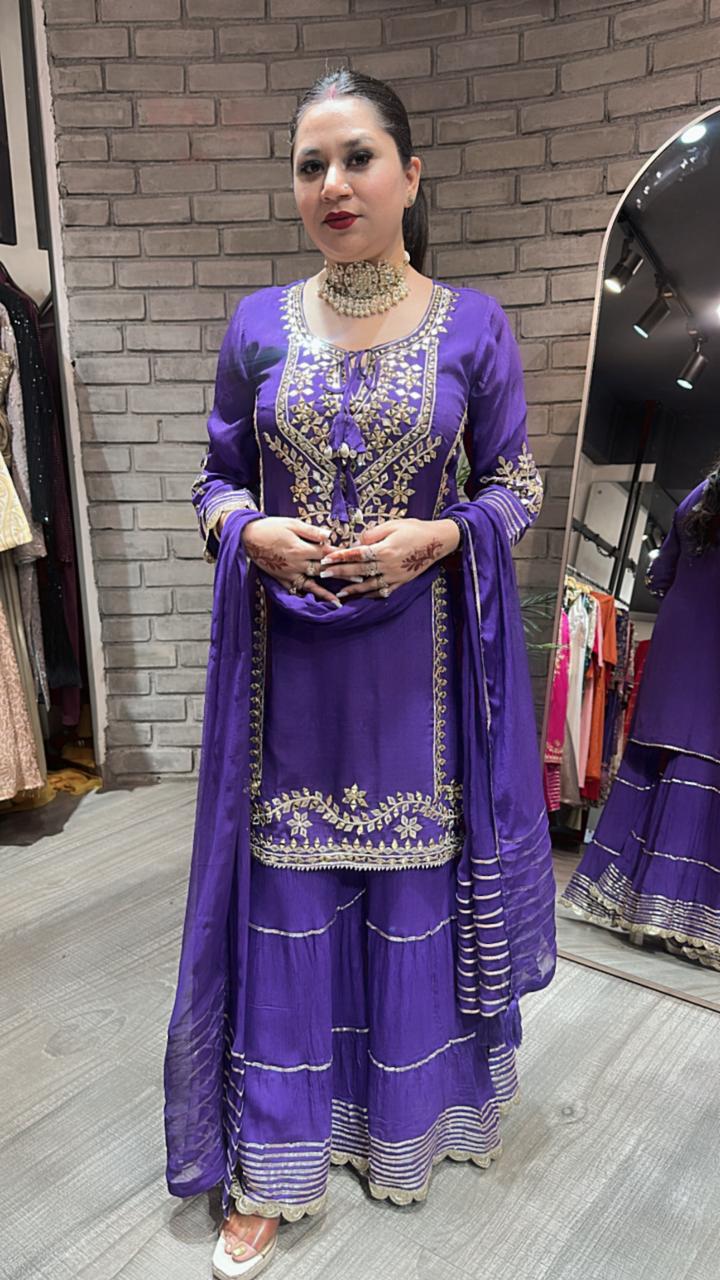Ghevar Jamun pati work Suit
