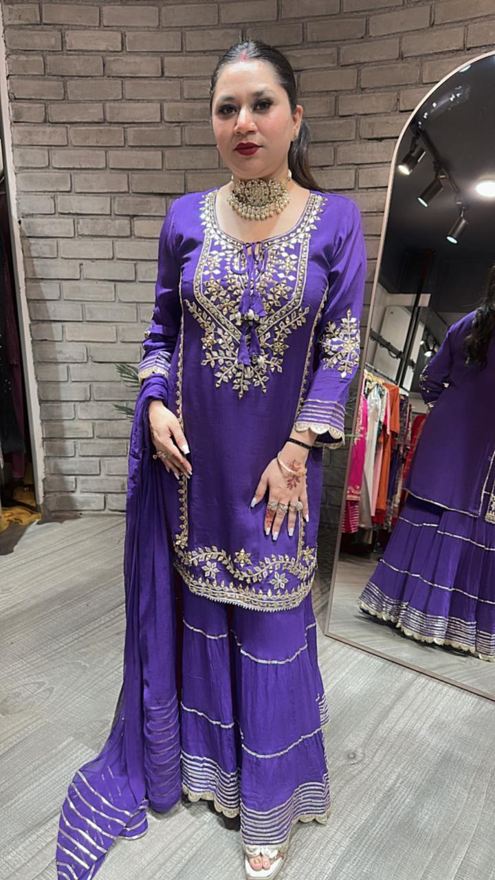 Ghevar Jamun pati work Suit