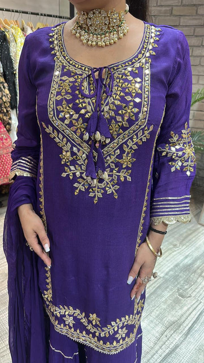 Ghevar Jamun pati work Suit