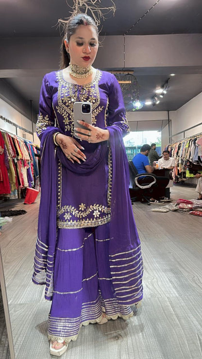 Ghevar Jamun pati work Suit