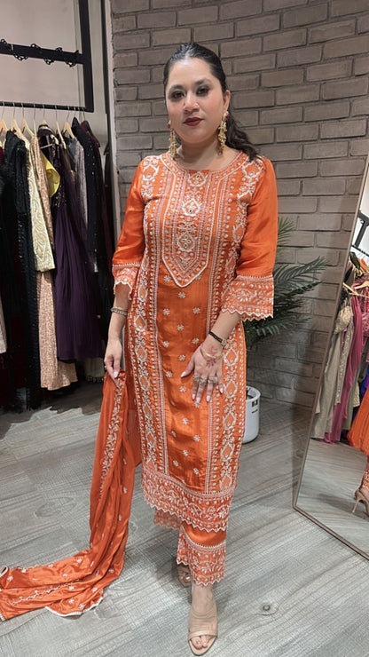 Saiyaara Rust Designer Suit