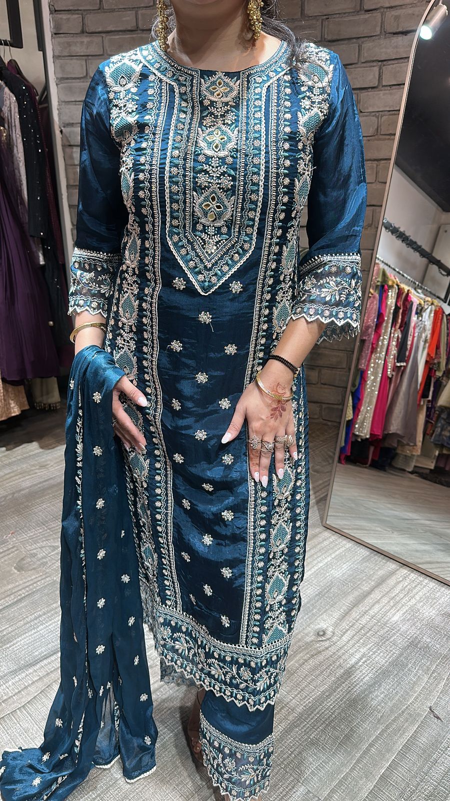 Saiyaara peacock Blue Designer Suit